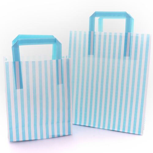 Blue Striped Carrier Bags Tape Handle - Indigo Supplies Ltd