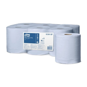 SCA Tork 128107 Blue Basic 2-Ply Paper Rolls (Case 6) - Indigo Supplies Ltd