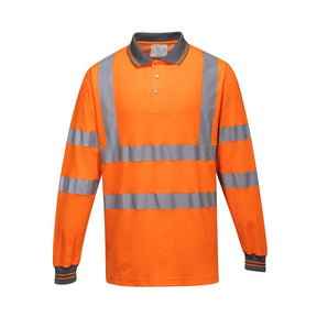 Portwest S271 Long Sleeve Cotton Polo Shirt Orange - Indigo Supplies Ltd