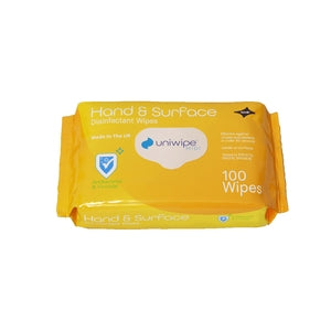 Uniwipe 1025 Hand & Surface Disinfectant Wipes (Pack 100) - Indigo Supplies Ltd