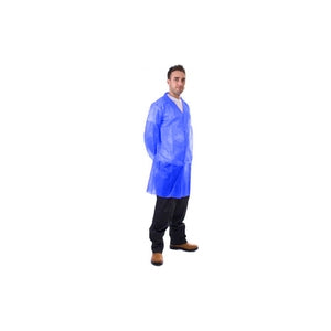 Supertouch Non-woven Coat W/ Velcro Blue (Case 50) - Indigo Supplies Ltd