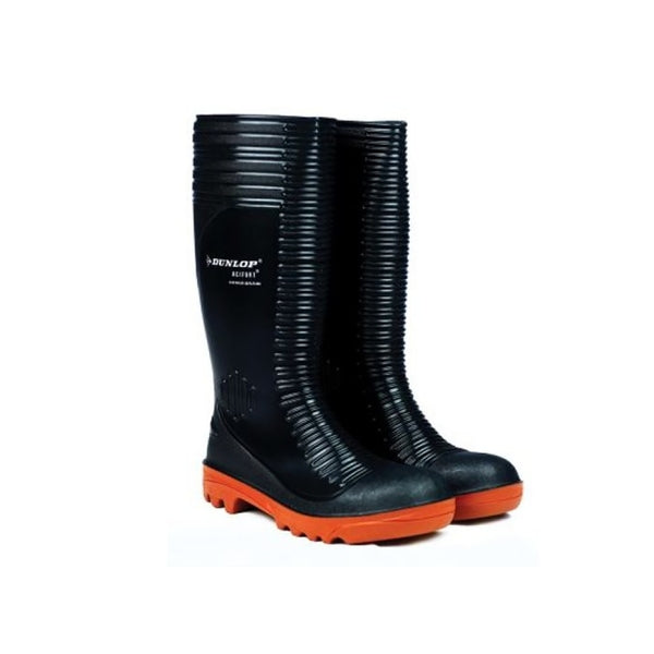 Dunlop Acifort Ribbed Full Safety Wellington S5 SBP SRA Black - Indigo Supplies Ltd