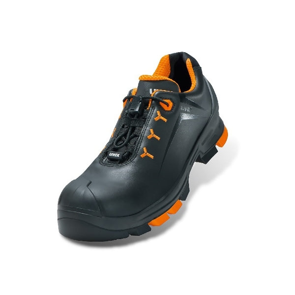 uvex 2 Black/Orange Leather Safety Trainers S3 SRC ESD - Indigo Supplies Ltd