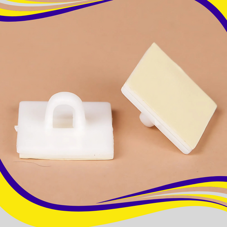 Ceiling Hook Square Plastic Adhesive White 25mm - Indigo Supplies Ltd