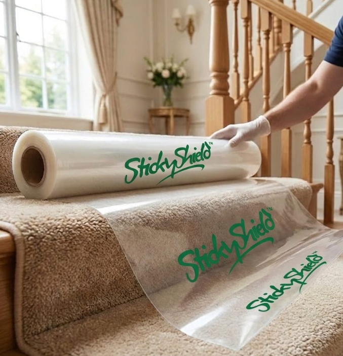 Sticky Shield® Adhesive Carpet Protector Film Great Protection